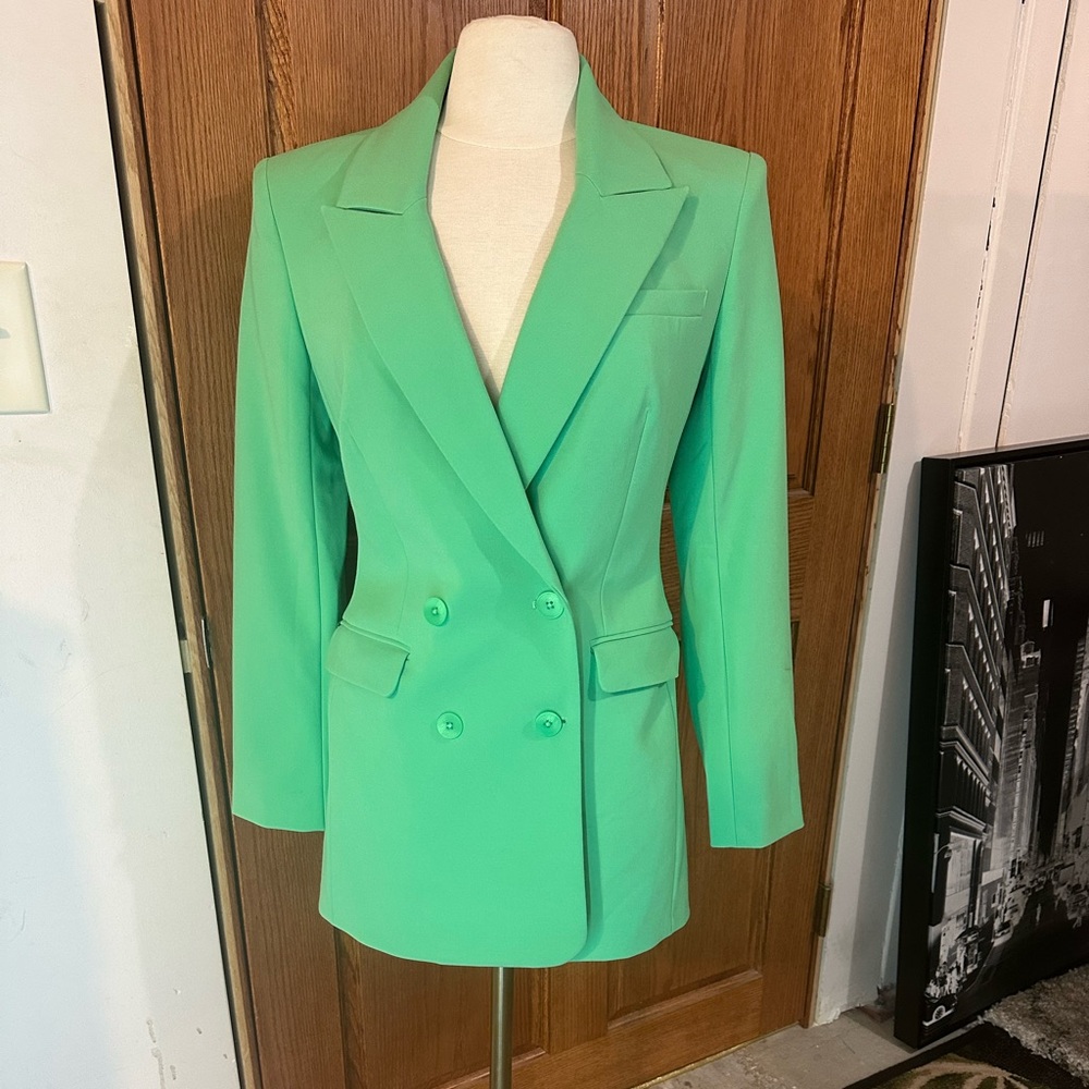 Express Mint Green Double-Breasted Blazer - Picture 2 of 10